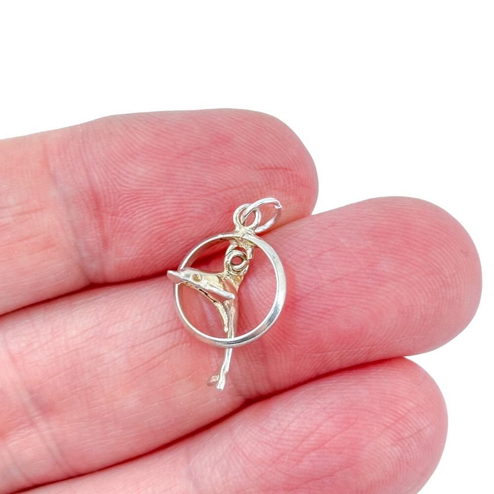 Vintage Sterling Silver 925 Dangling Dolphin Pendant